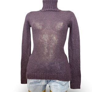 Purple mohair & wool turtleneck jumper (S)