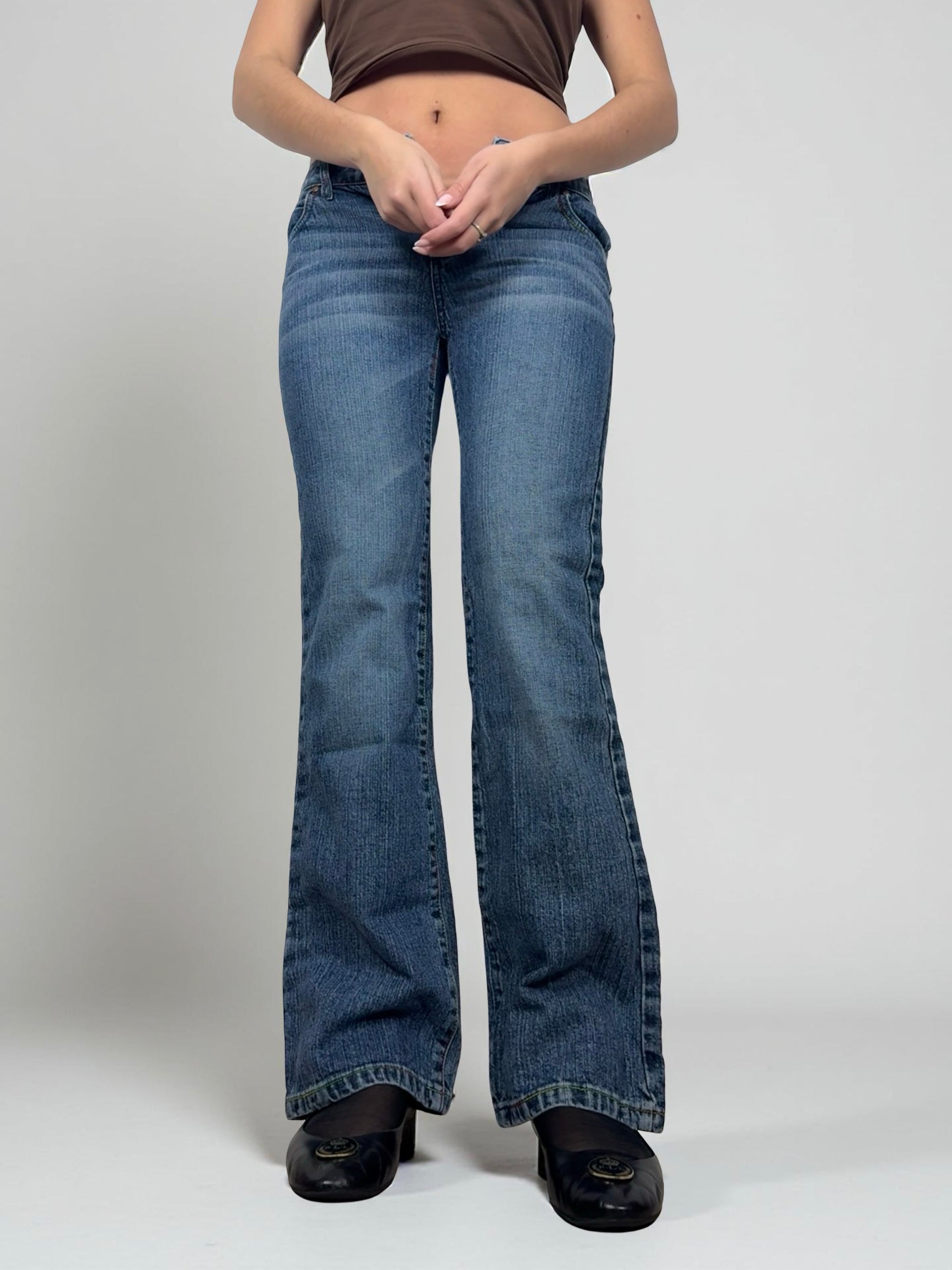 Blue denim flare bootcut pants (XS/S)