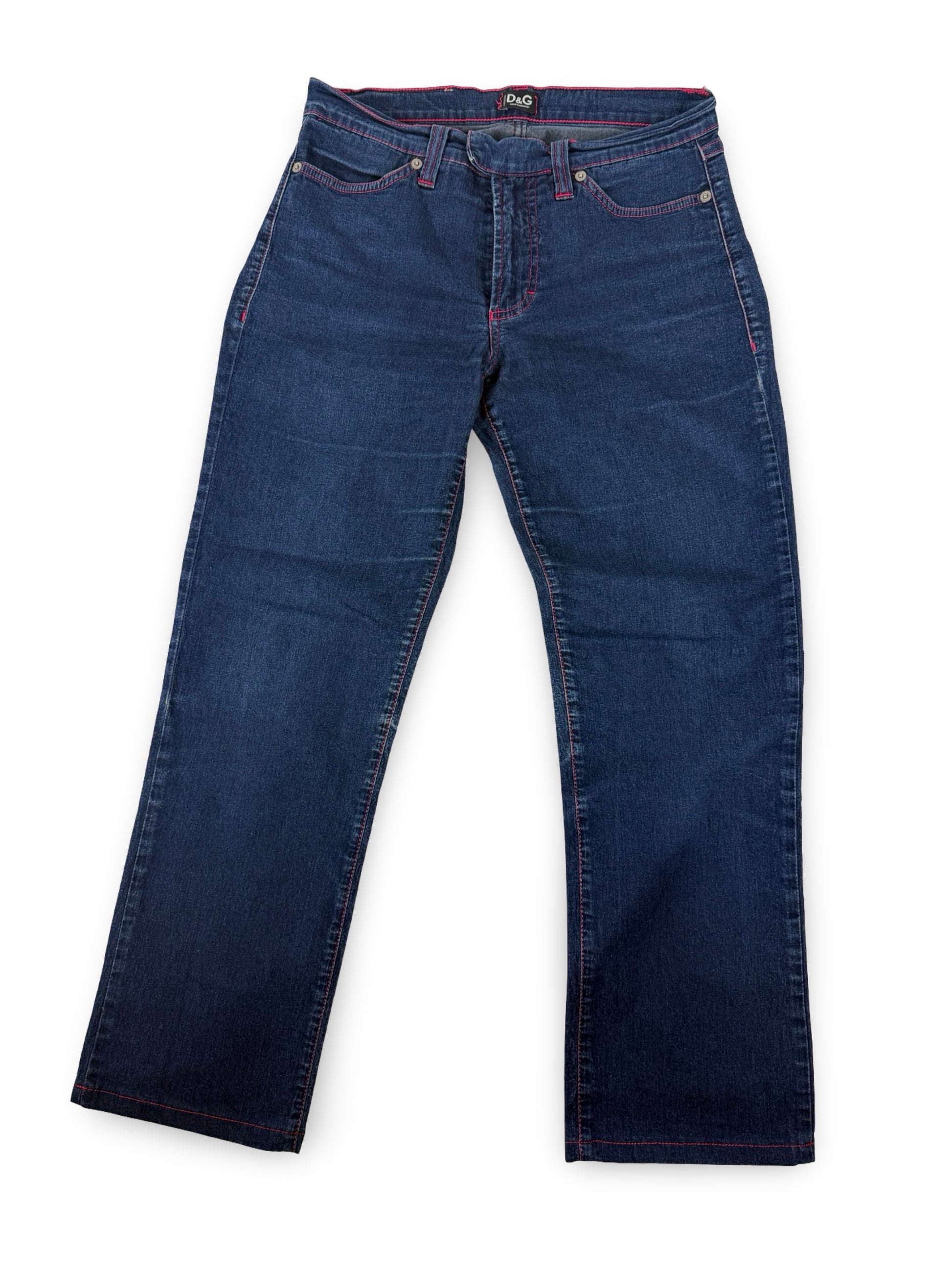 Blue denim low rise capri pants (S)