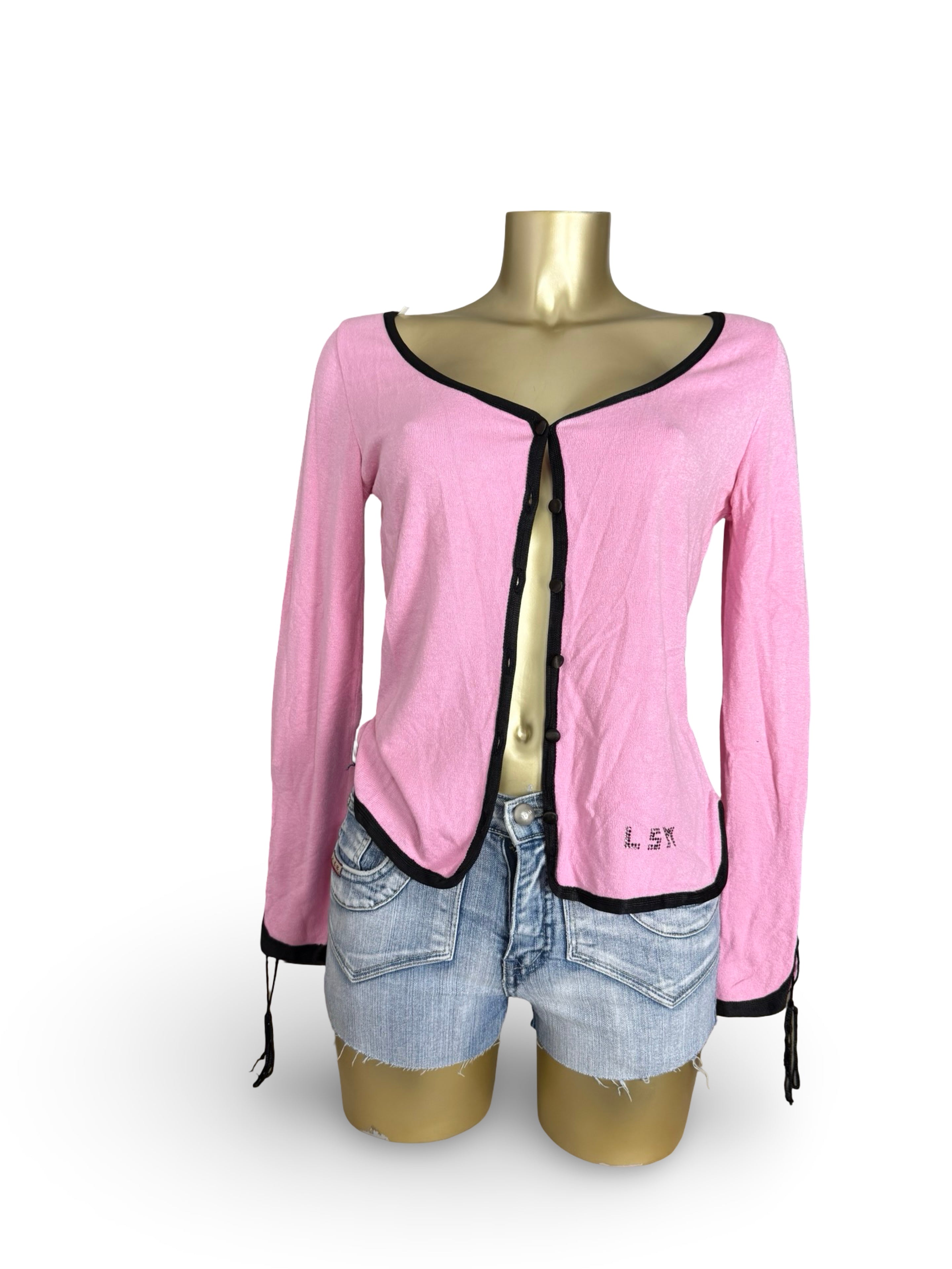Pink lace up cardigan jumper (L)