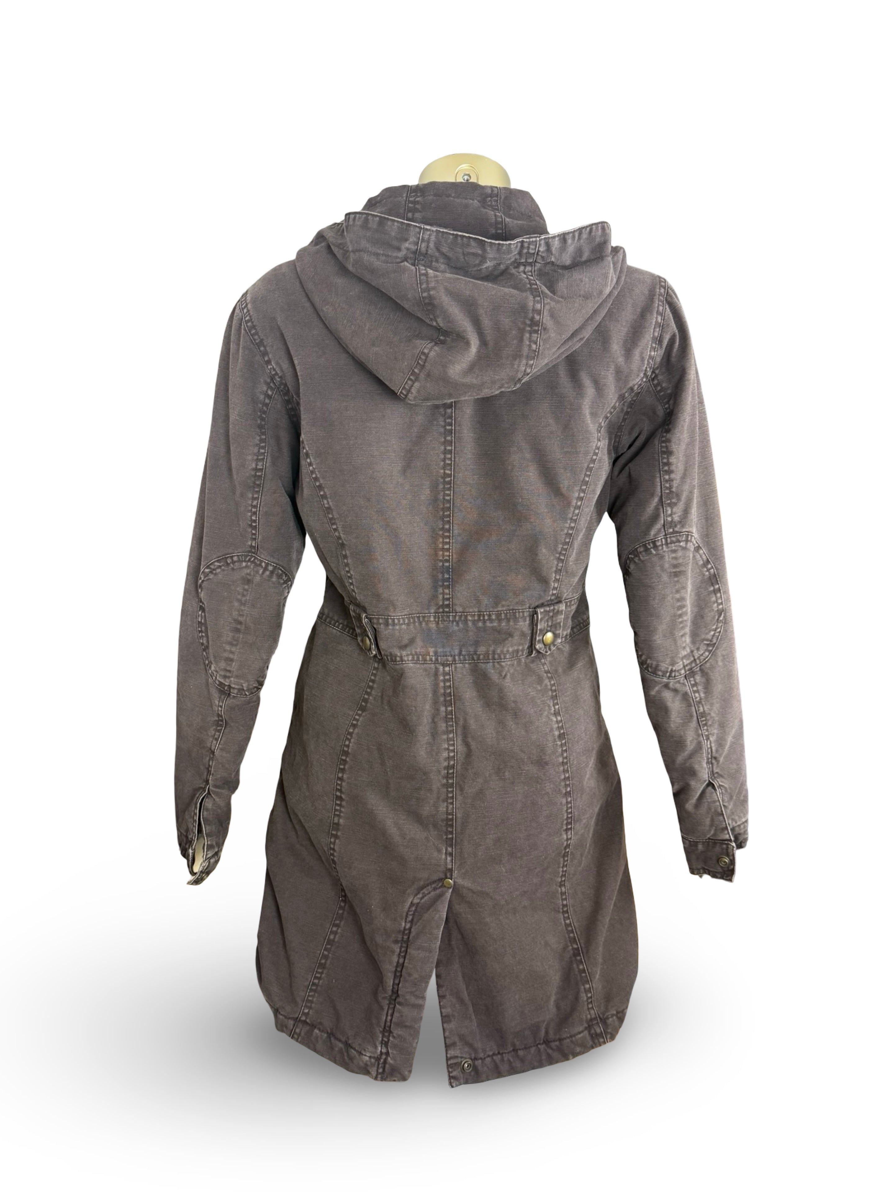 Brown hooded winter parka jacket (M)
