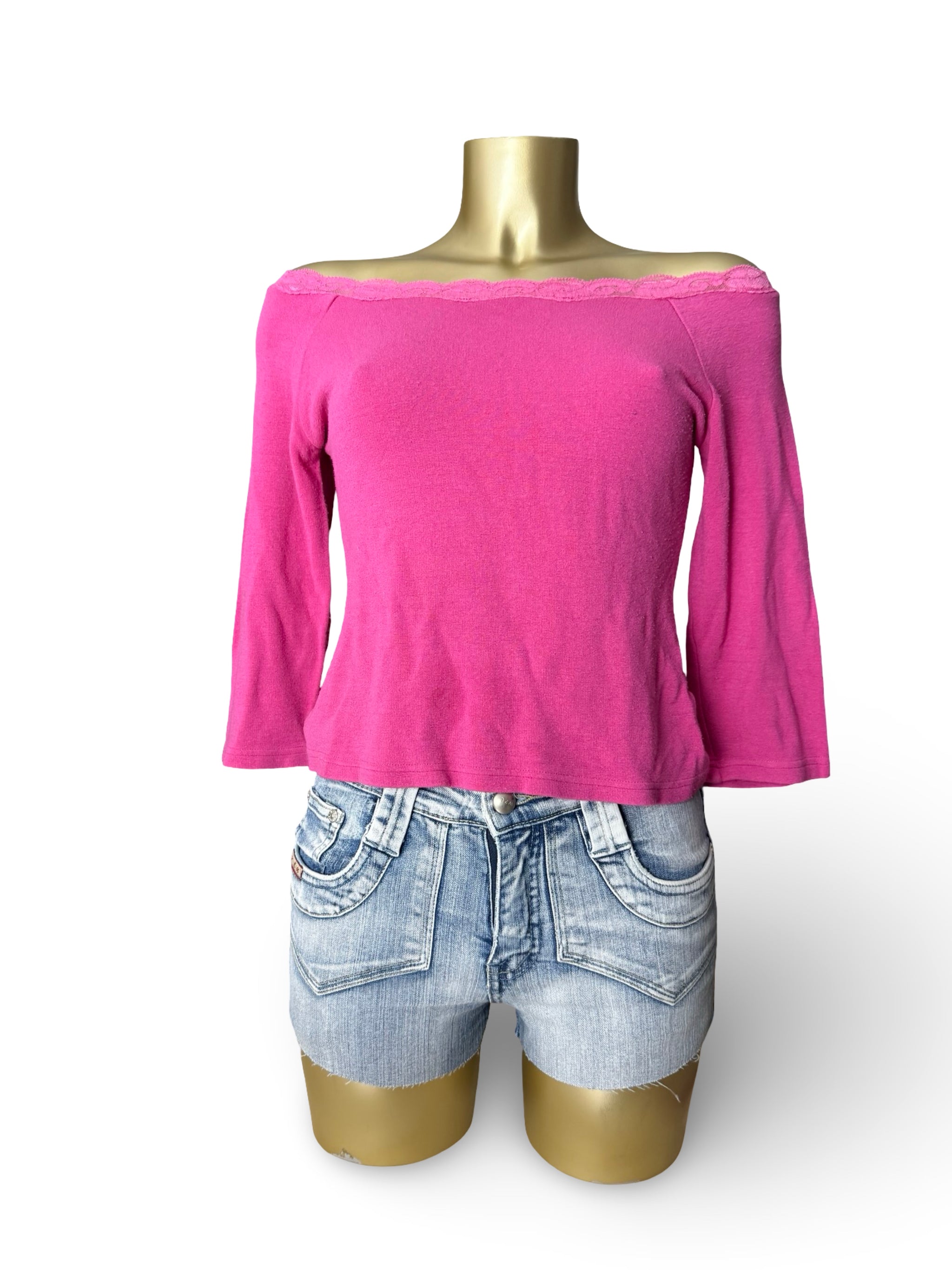 Pink bardot  long sleeves top (M)