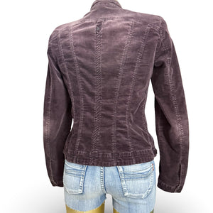 Purple velvet denim zip up biker jacket (S/M)