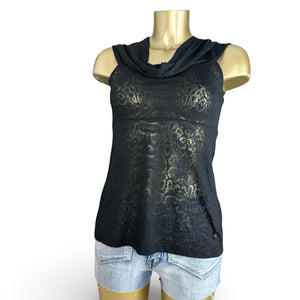 Black off shoulders cotton tight fit top (M)