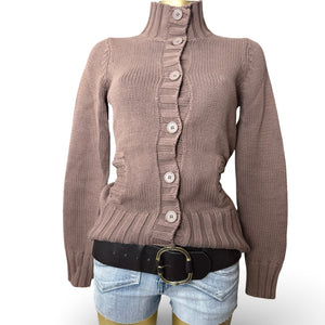 Brown 100% coton buttons up cardigan jumper (S/M)