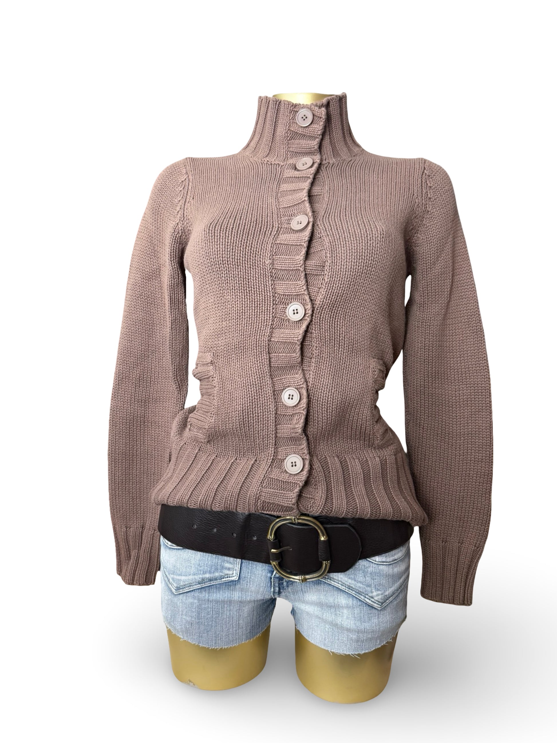 Brown 100% coton buttons up cardigan jumper (S/M)