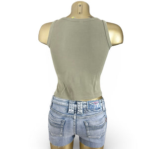 Khaki graphic cotton tank top (S)