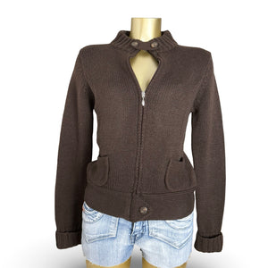 Brown zip up cardigan jumper (S/M)