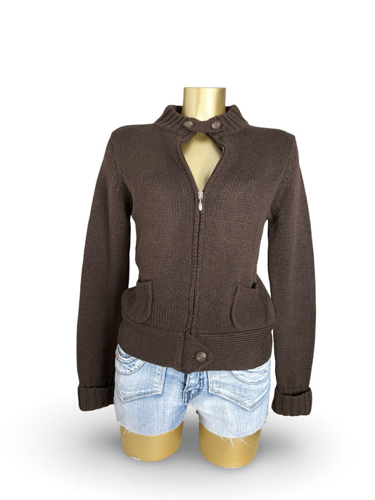 Brown zip up cardigan jumper (S/M)