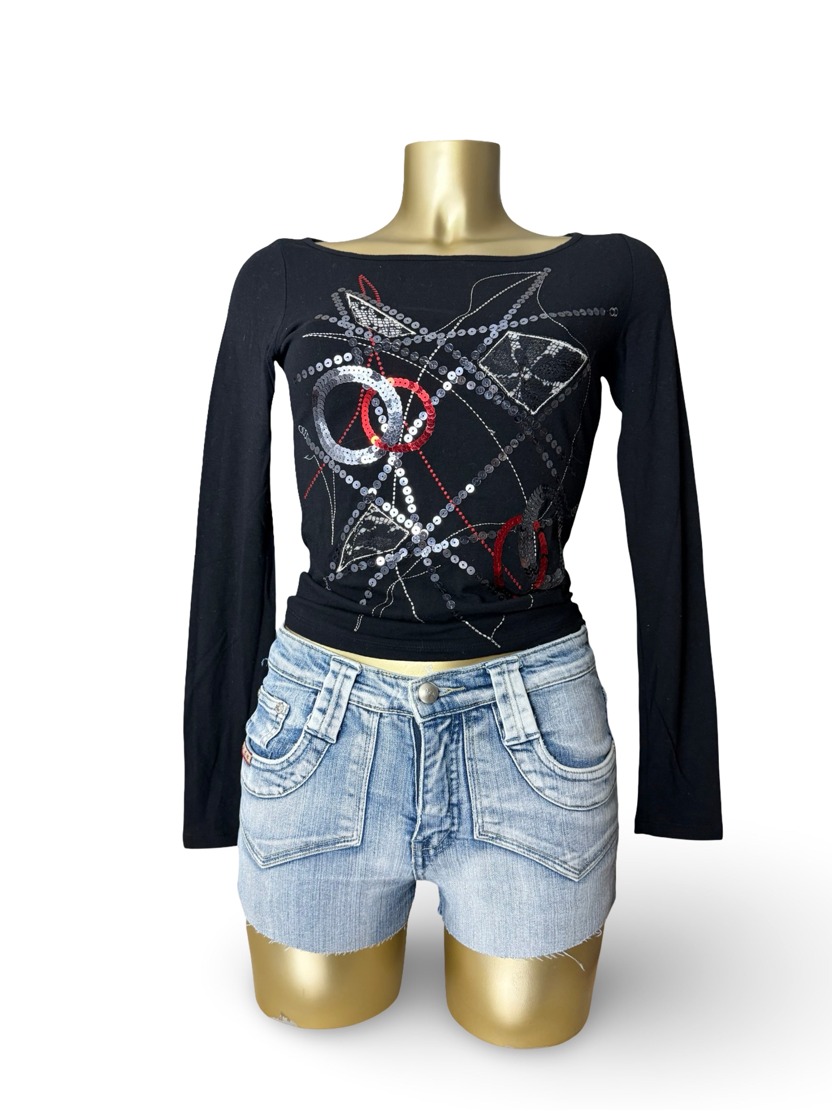 Black sequins  long sleeves top (S/M)