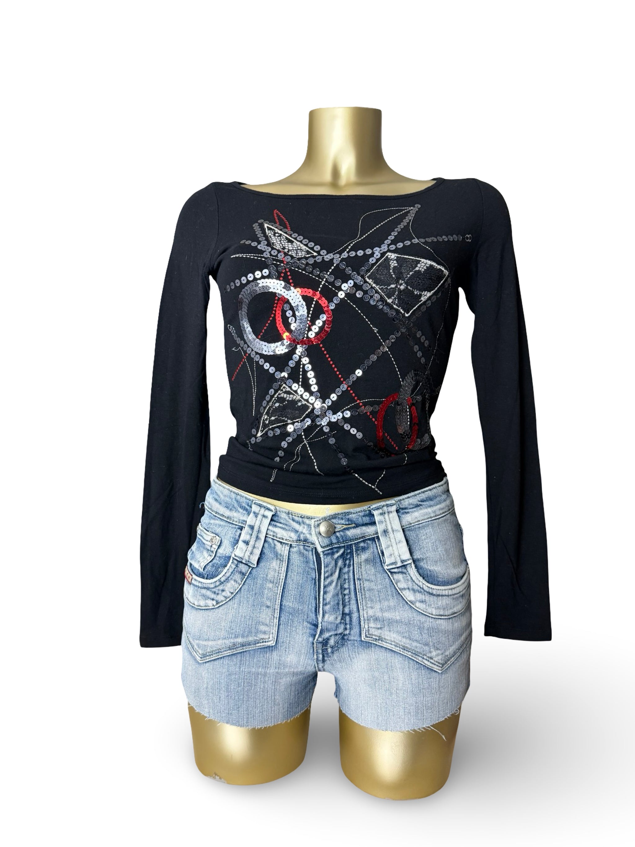 Black sequins  long sleeves top (S/M)