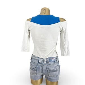 White Italia cotton 2 in 1 long sleeves top (S/M)