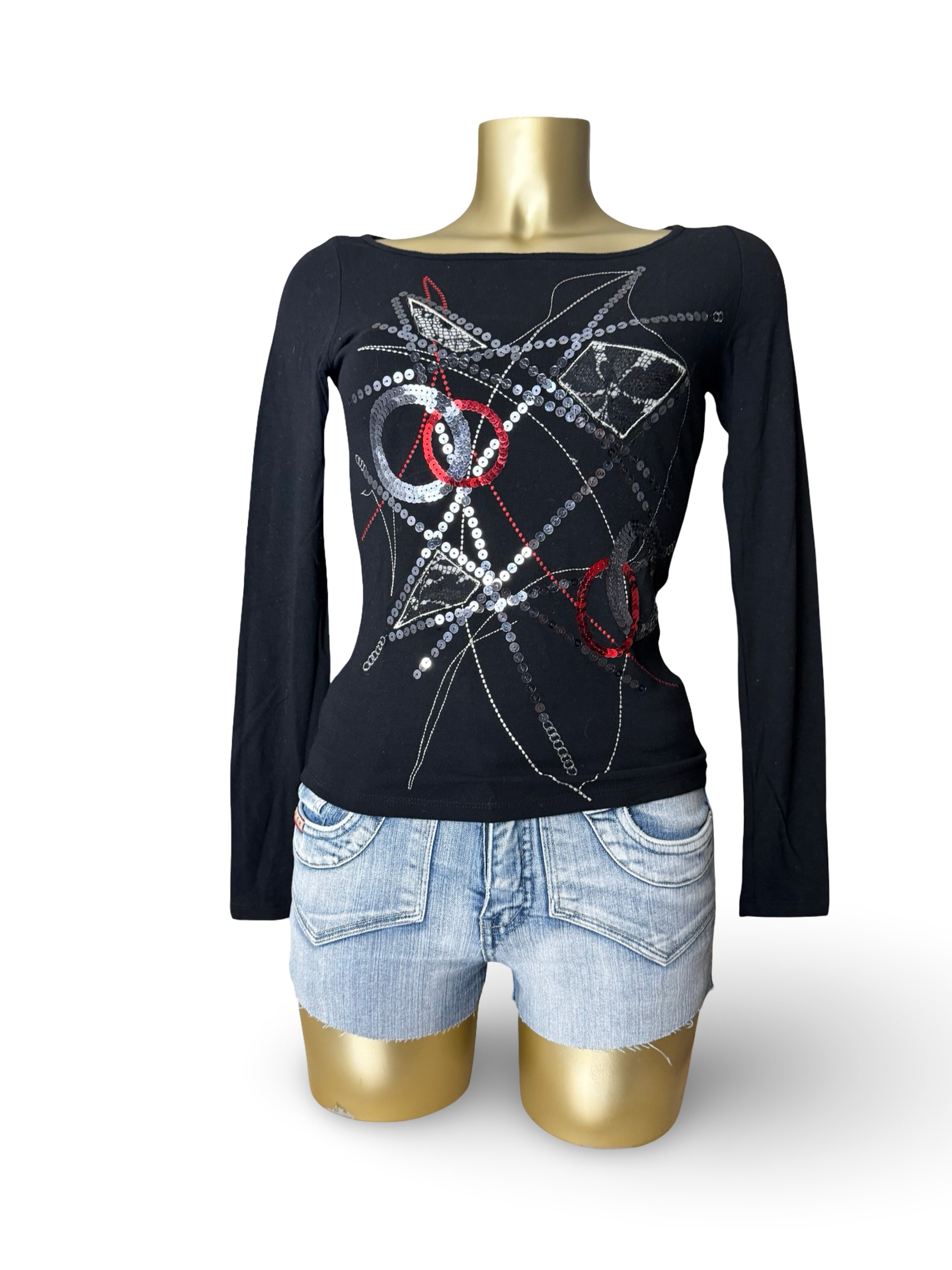 Black sequins  long sleeves top (S/M)