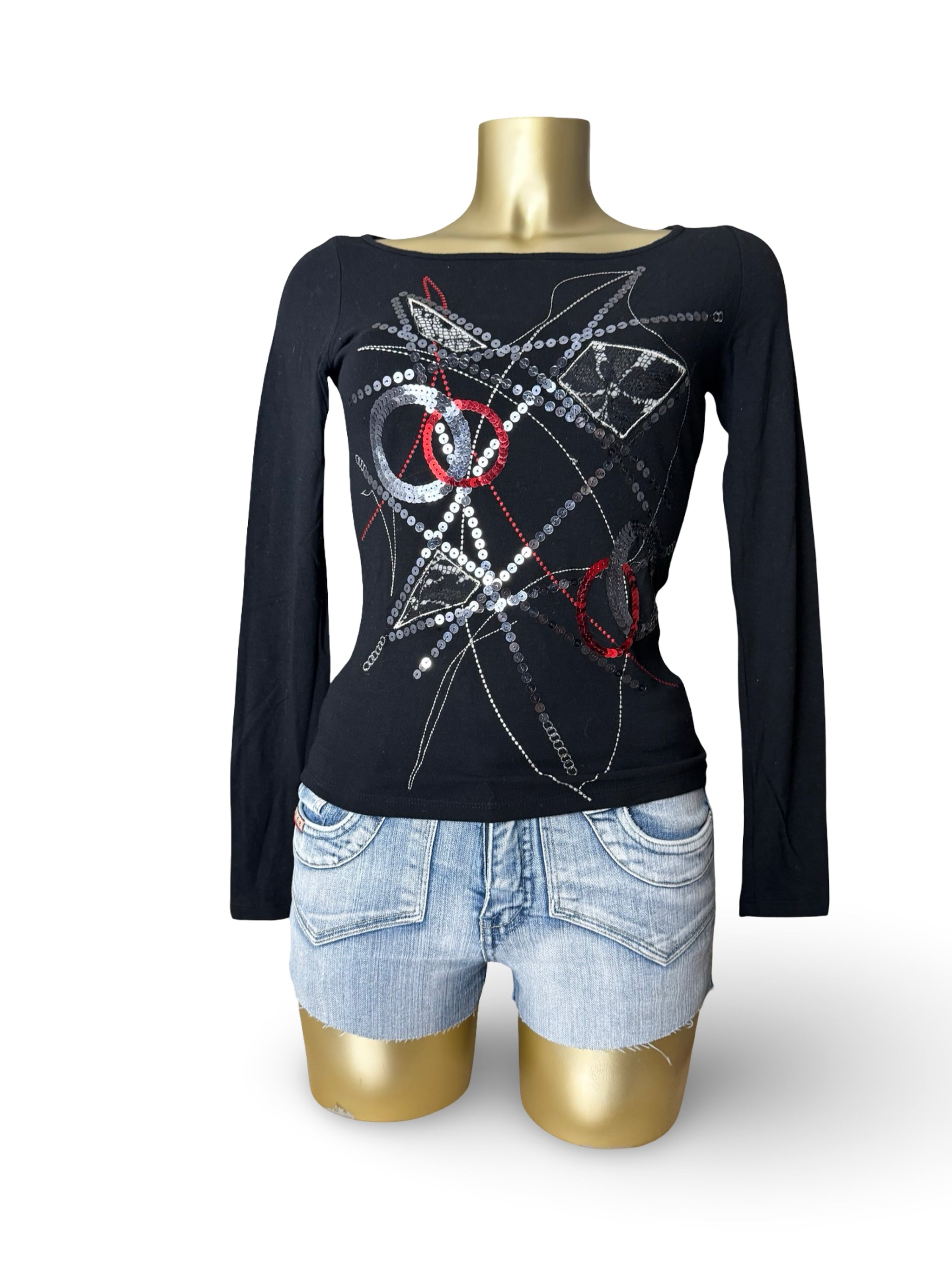 Black sequins  long sleeves top (S/M)