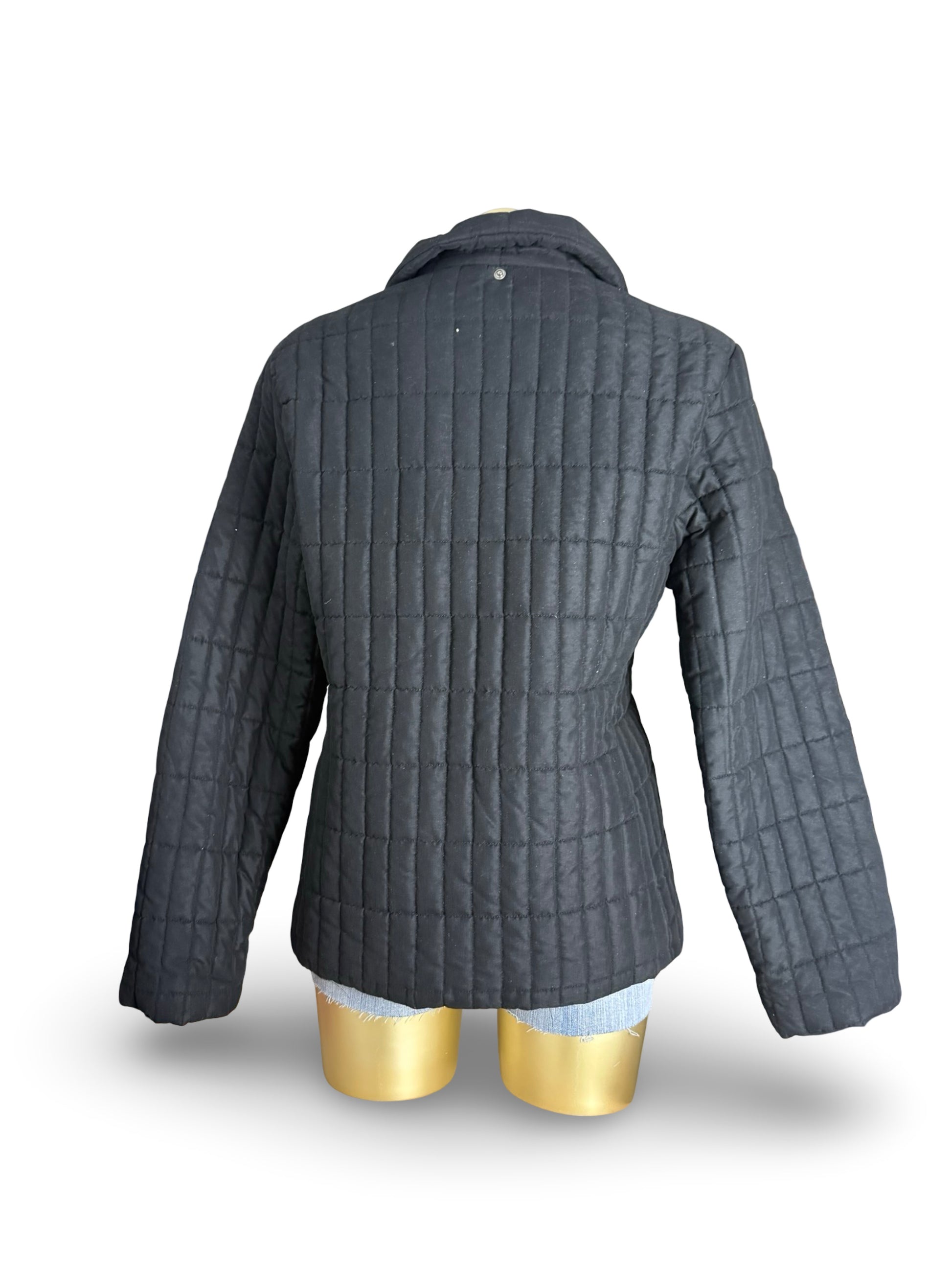 Black lightweight zip up puffer jacket (L)