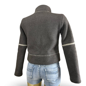 Grey zip up inside fleece biker jacket (S)