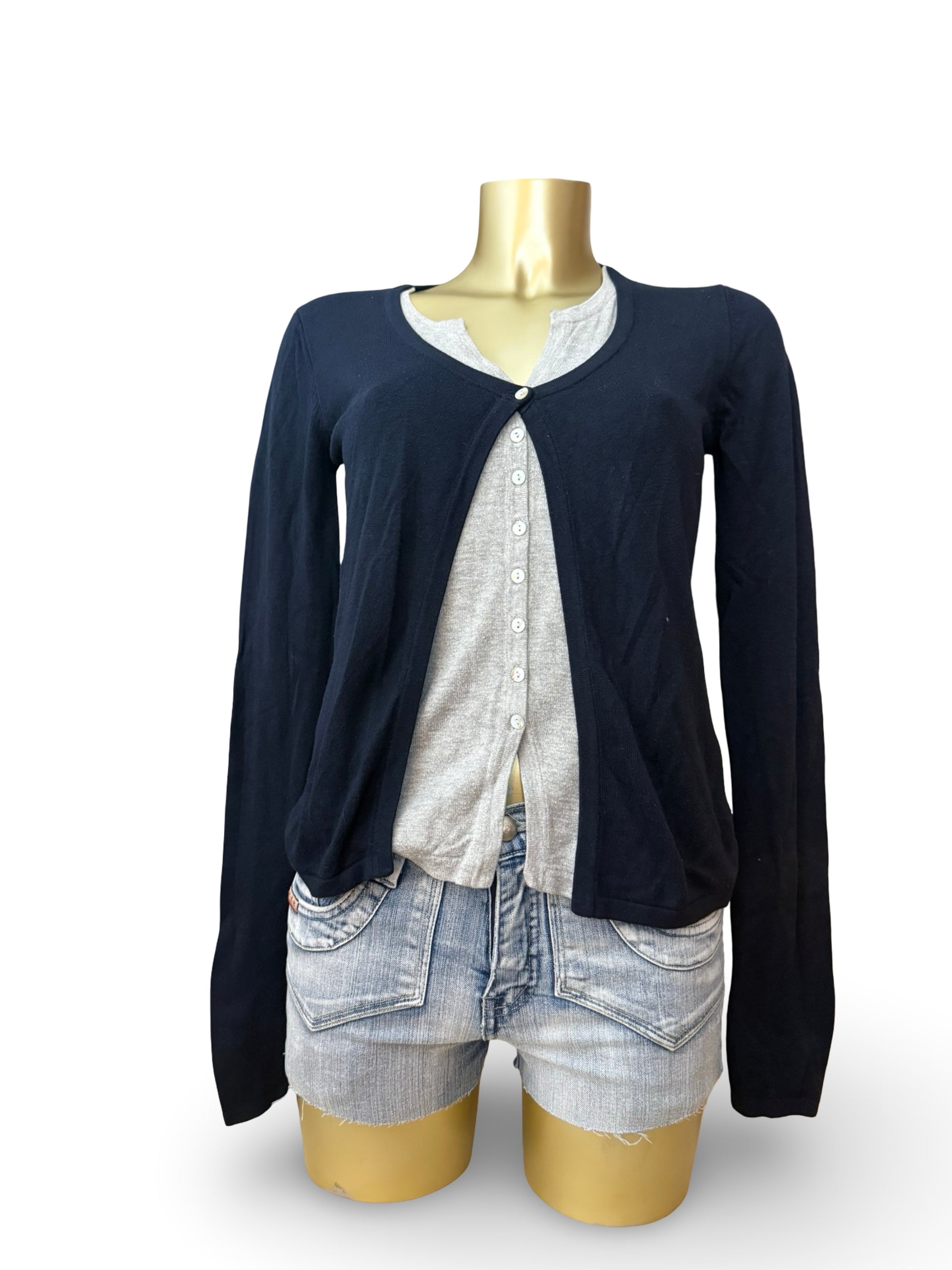 Black 2 in 1 cardigan + top (S)