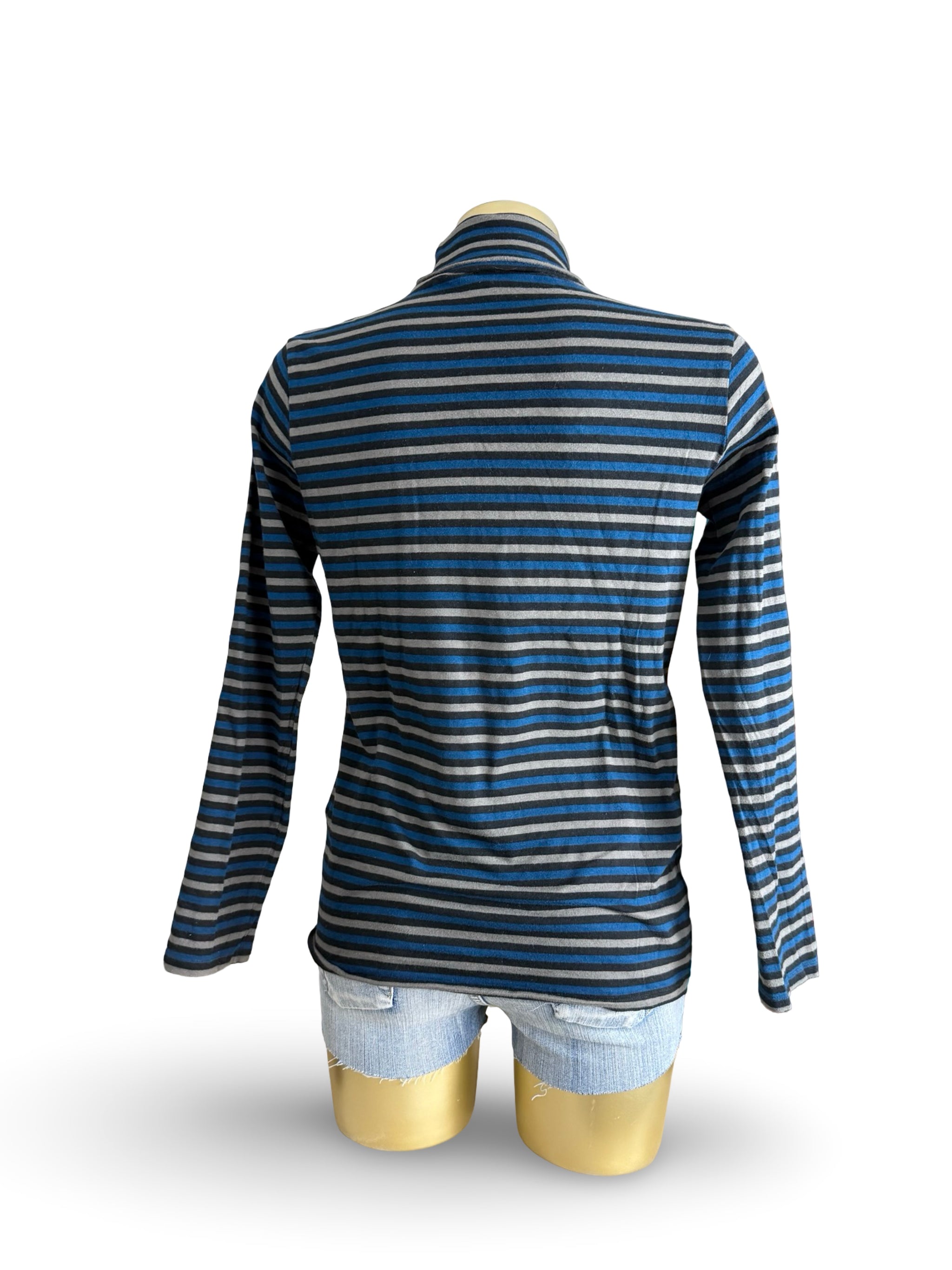 Blue striped turtleneck long sleeves top (M)