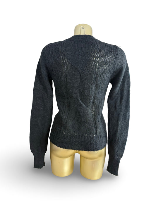 Black super soft tight fit cardigan jumper (XS)