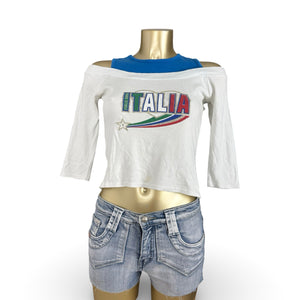 White Italia cotton 2 in 1 long sleeves top (S/M)