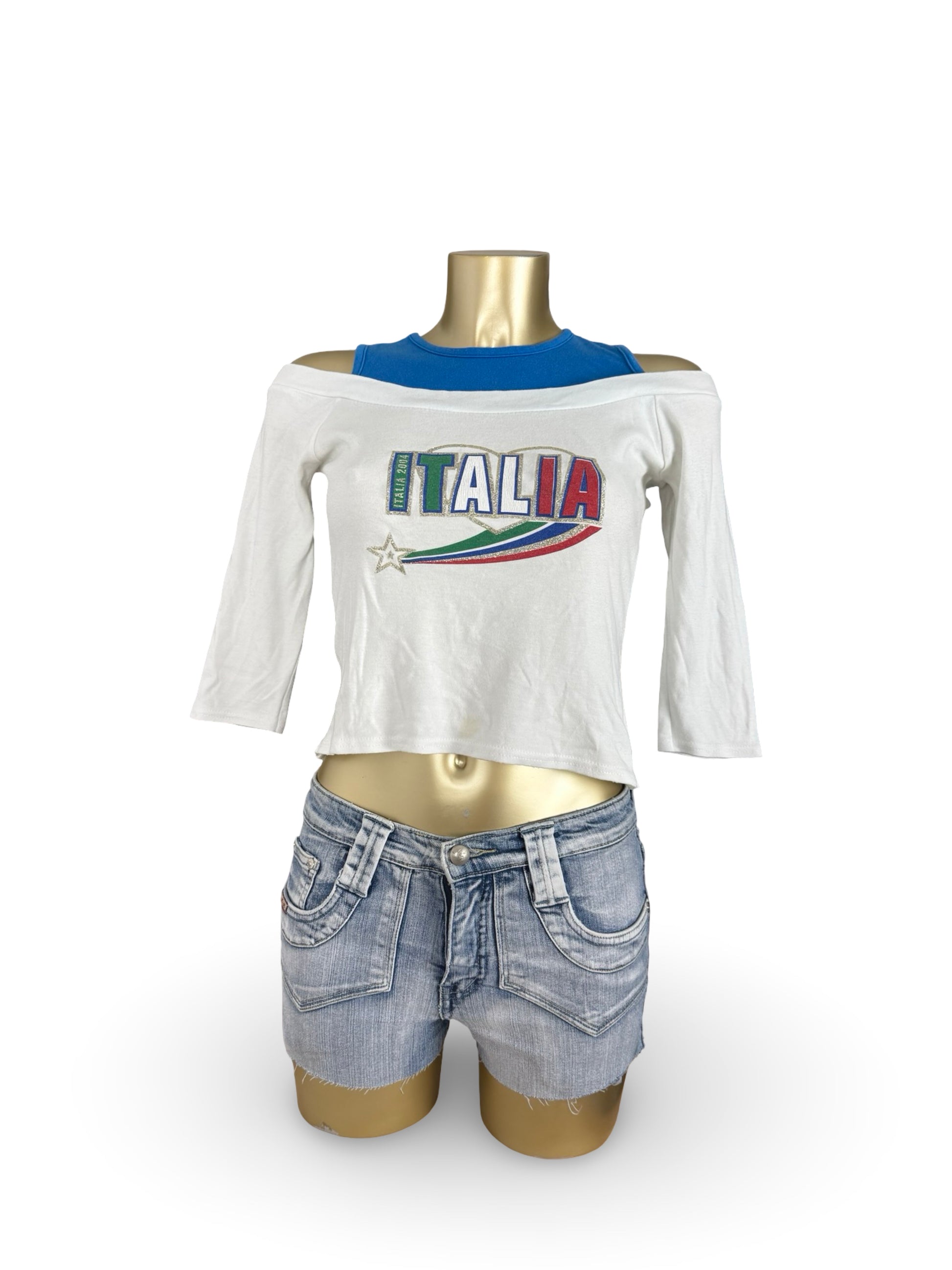 White Italia cotton 2 in 1 long sleeves top (S/M)