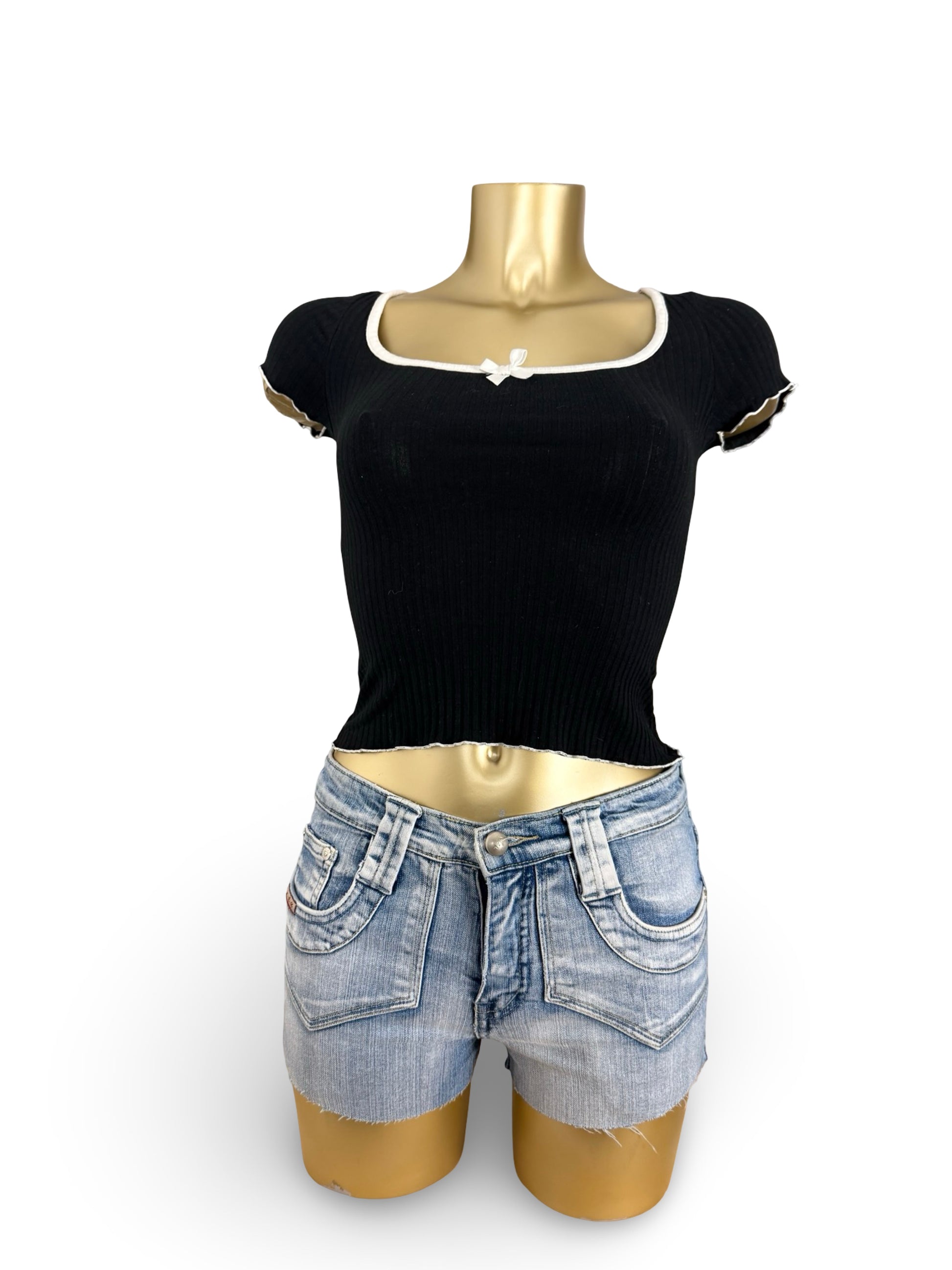 Black coquette tight fit tee (XS)