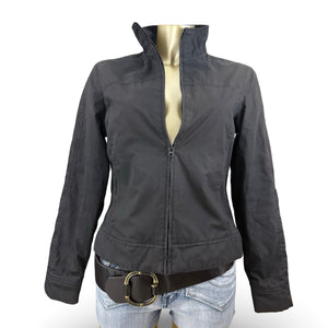 Black zip up lightweight puffer biker jacket (M/L)