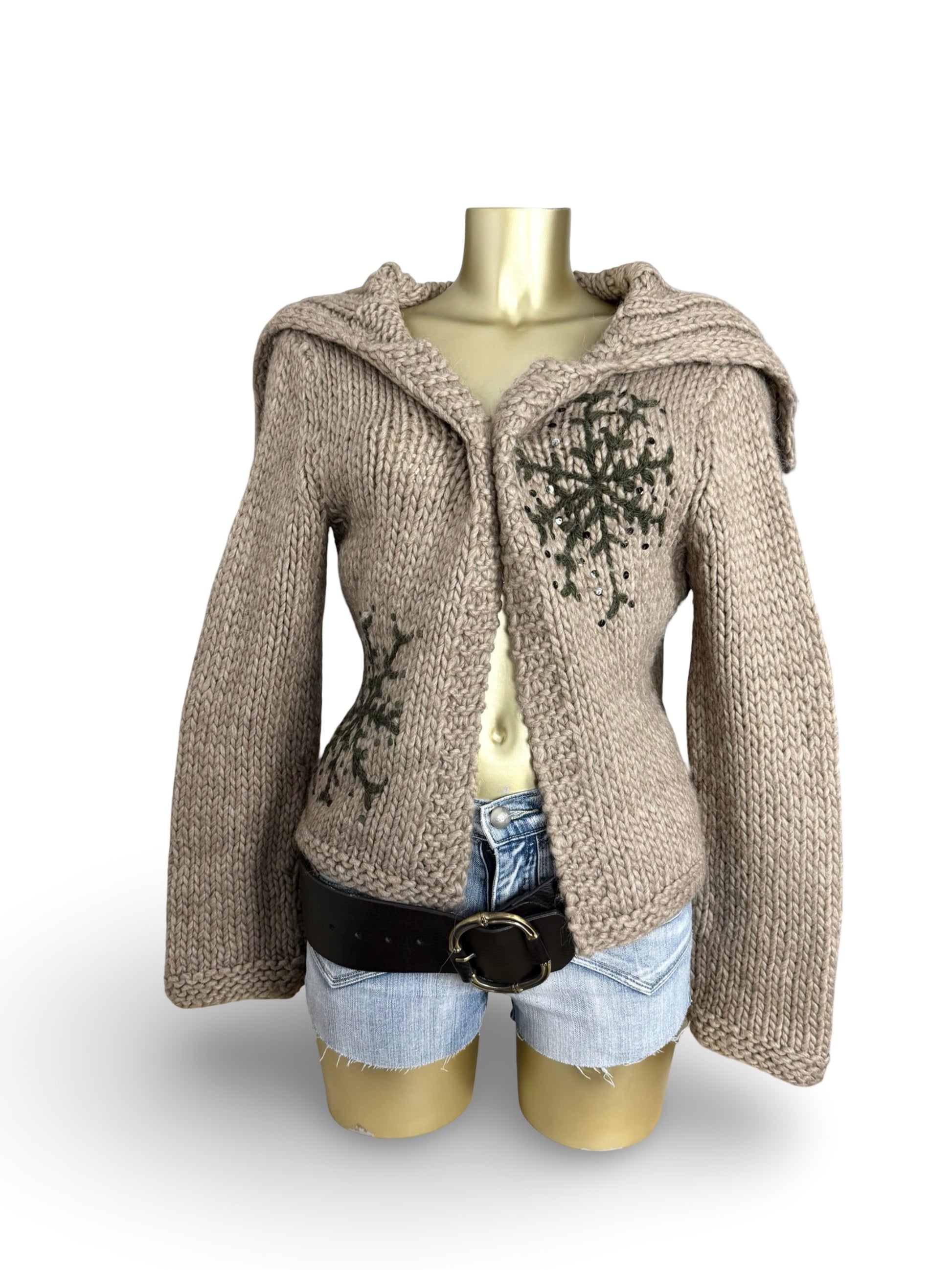 Beige wool cardigan jumper (One size)