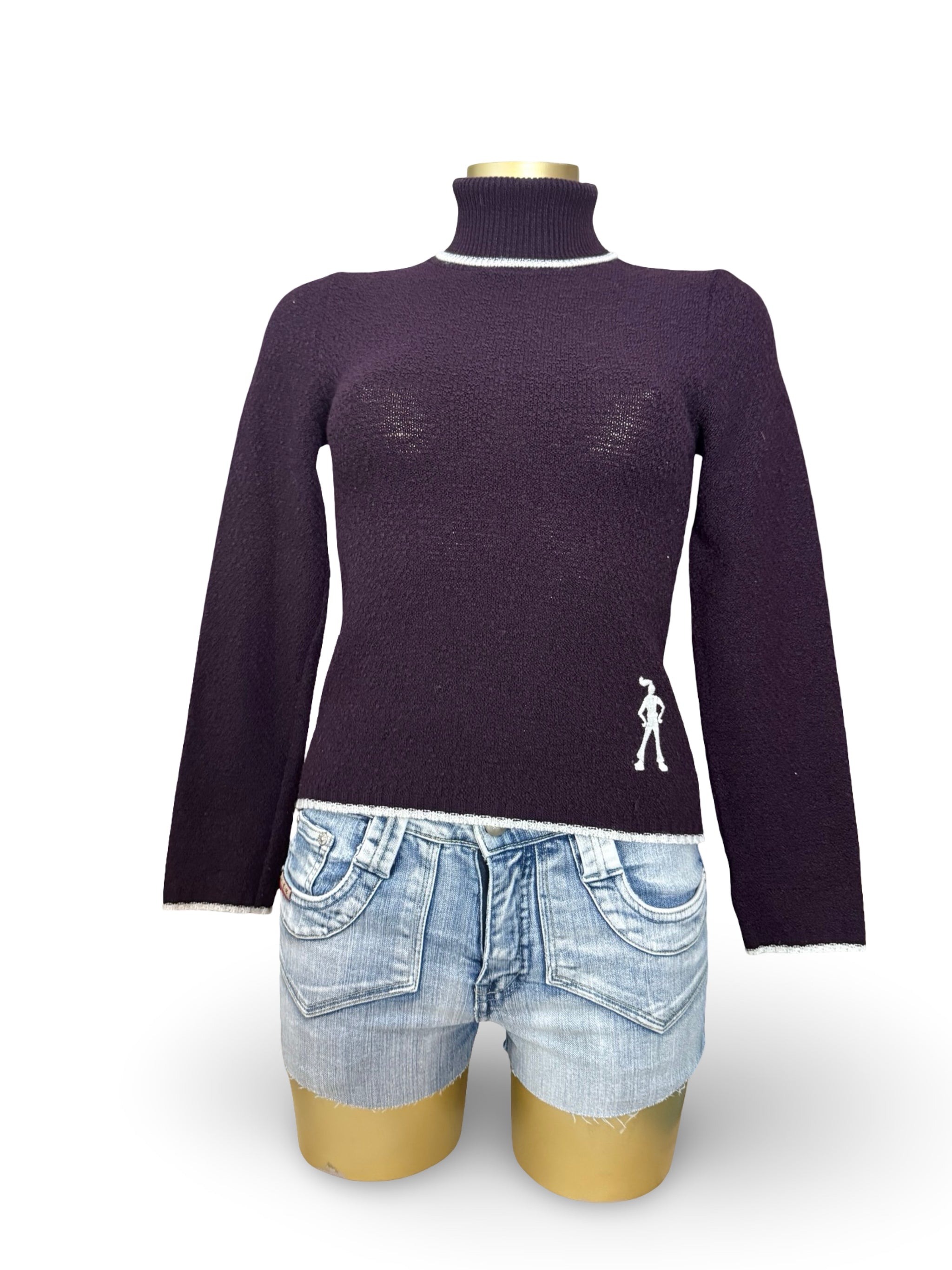 Purple tight fit turtleneck jumper (XS/S)