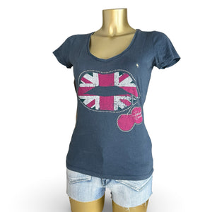 Grey cherry logo tight fit tee (M/L)