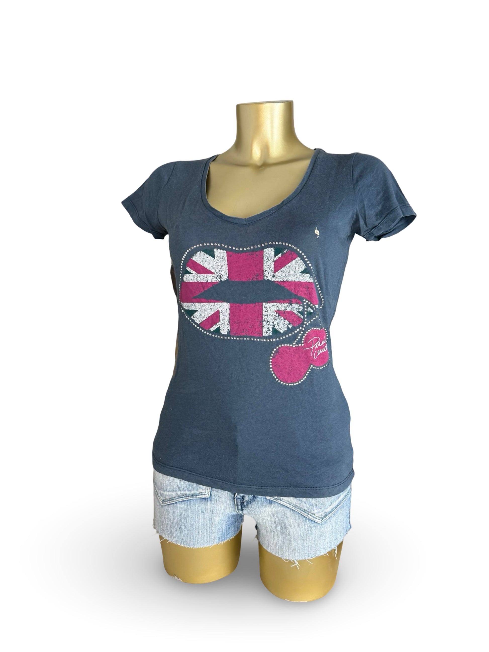 Grey cherry logo tight fit tee (M/L)