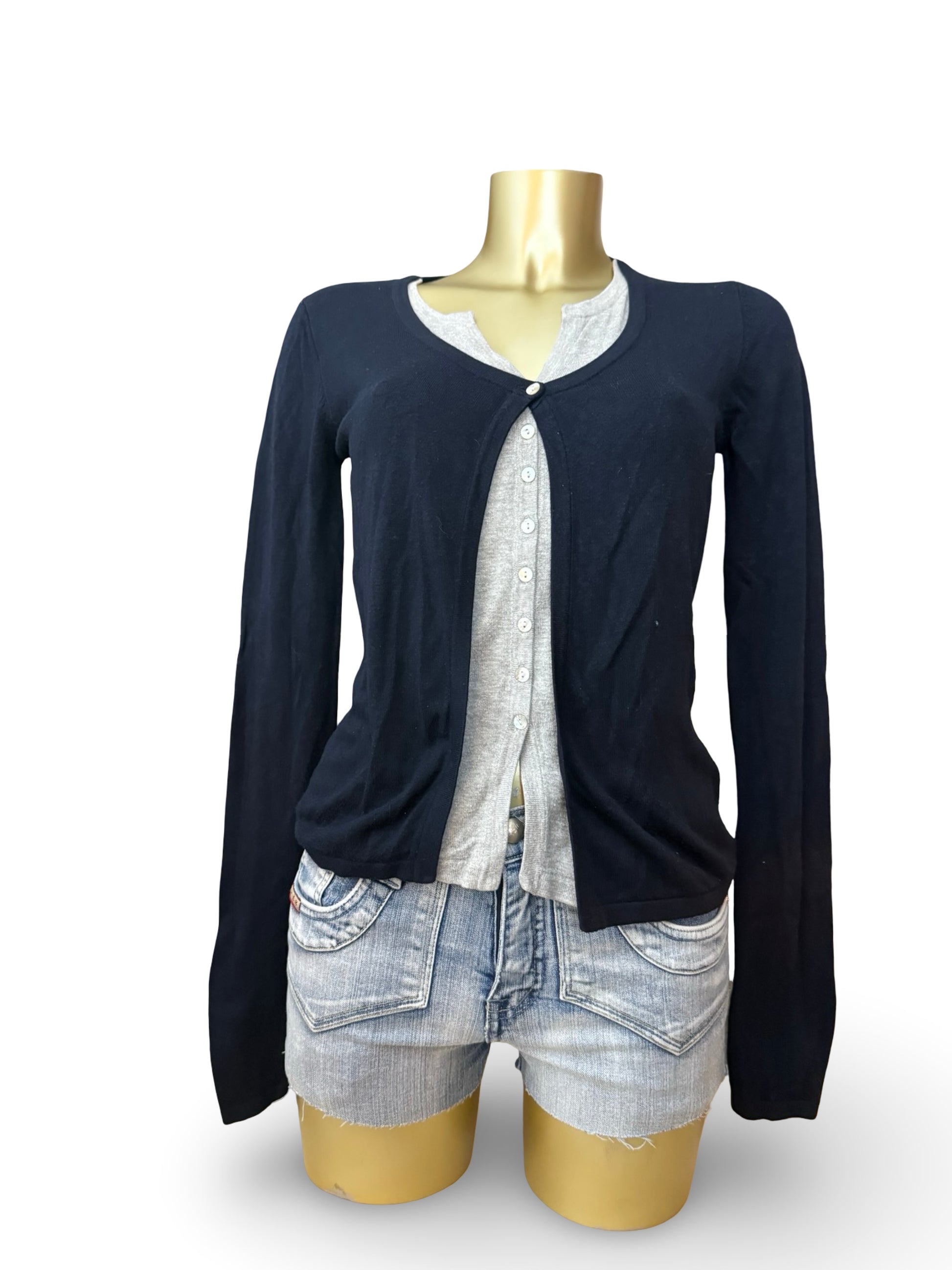 Black 2 in 1 cardigan + top (S)