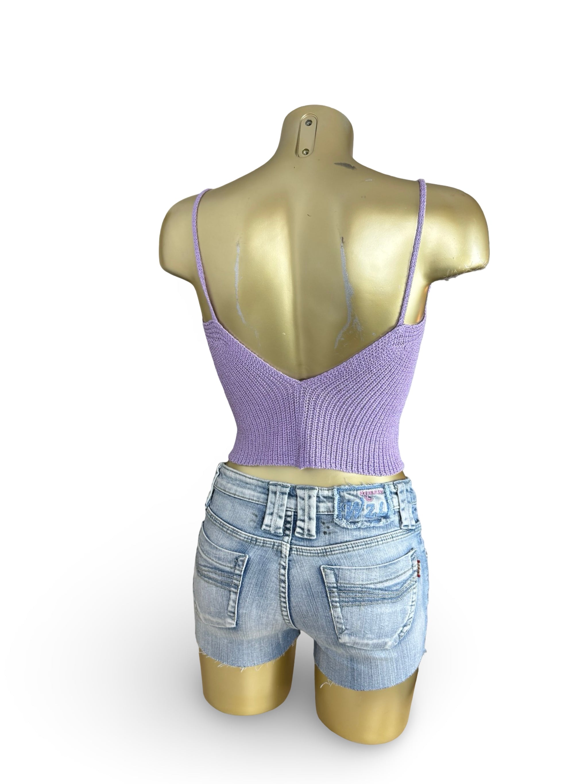 Lilac crochet 100% cotton cami top (S/M)
