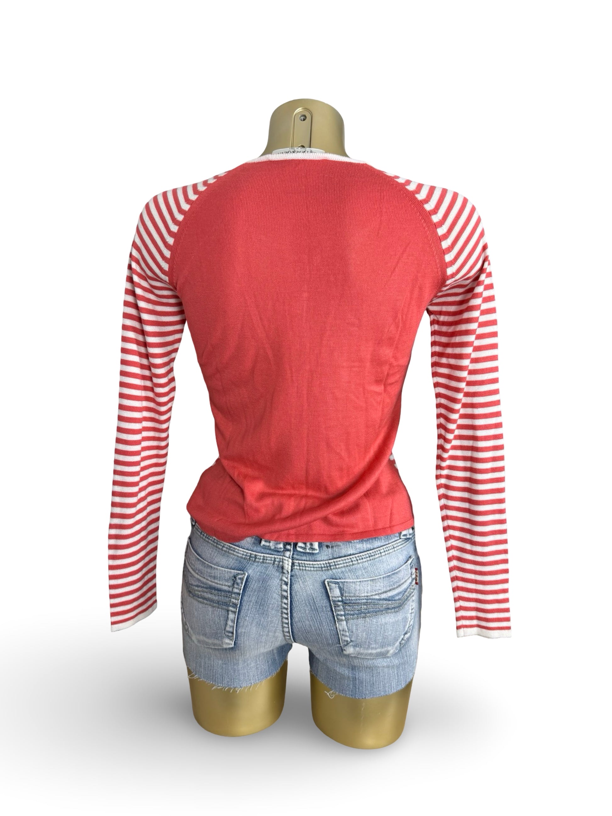 Orange striped zip up jumper (S/M)