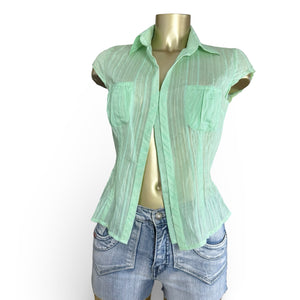 Green tight fit polo neck short sleeves shirt (S)