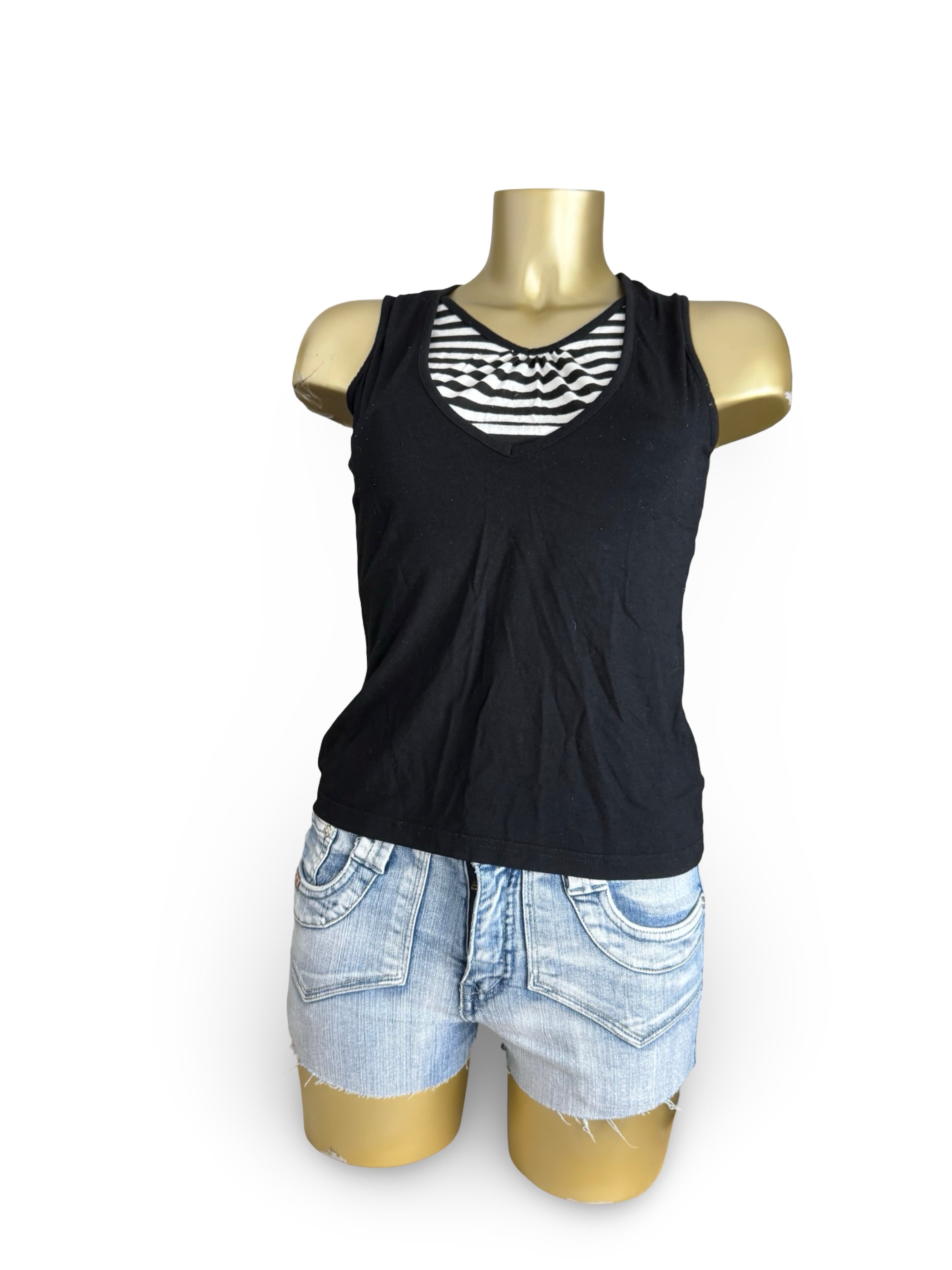 Black striped tight fit top (M/L)