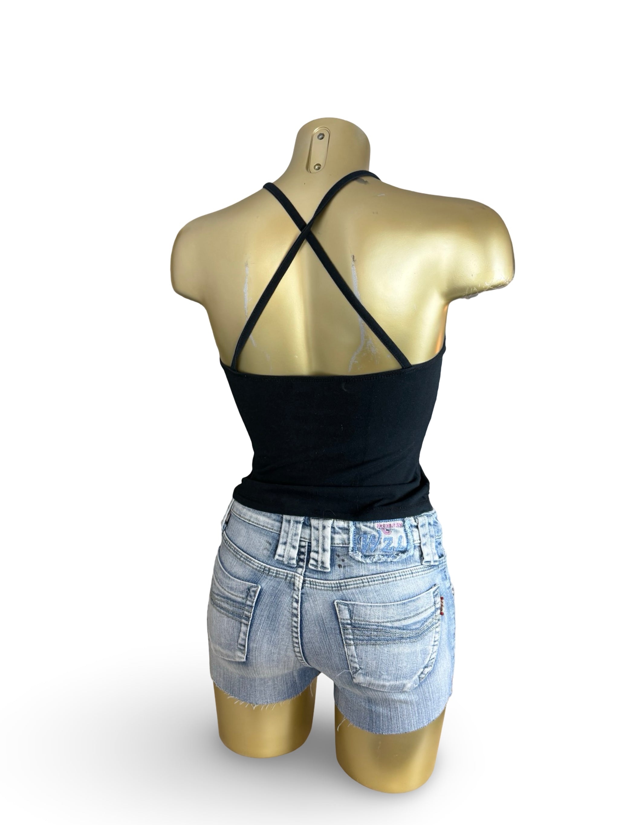 Black and baby pink bow babydoll cami top (M/L)