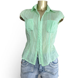 Green tight fit polo neck short sleeves shirt (S)