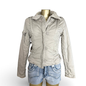Beige zip up biker jacket (S)