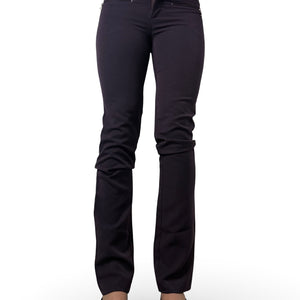 Purple stretchy low mid rise skinny belt pants (XS)