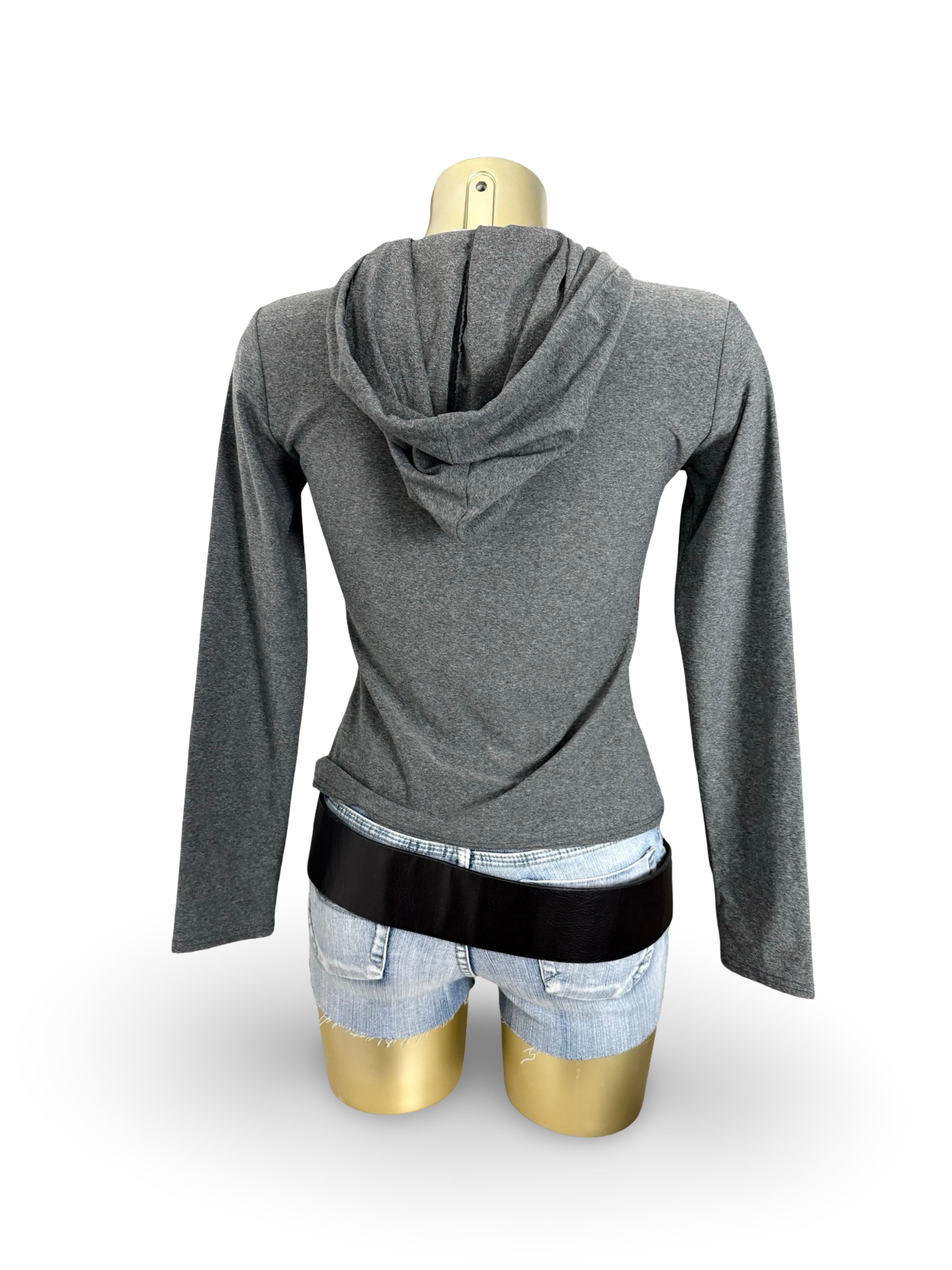 Grey tight fit hooded top (S/M)
