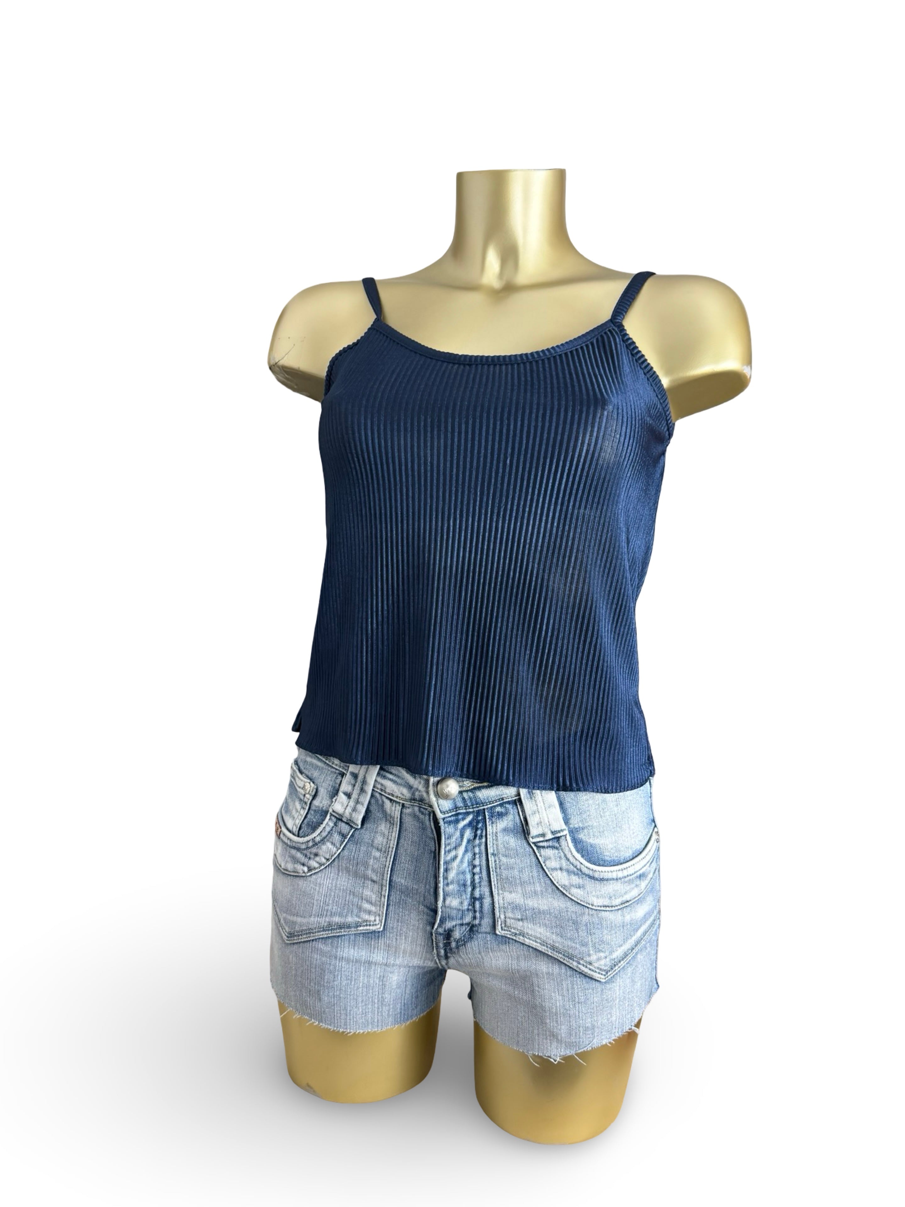 Navy silky ribbed cami top (M/L)