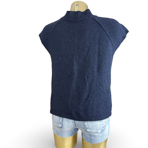 Navy wool short sleeves cardigan jumper (S/M)