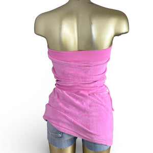 Pink velvet cotton mini dress (XS)