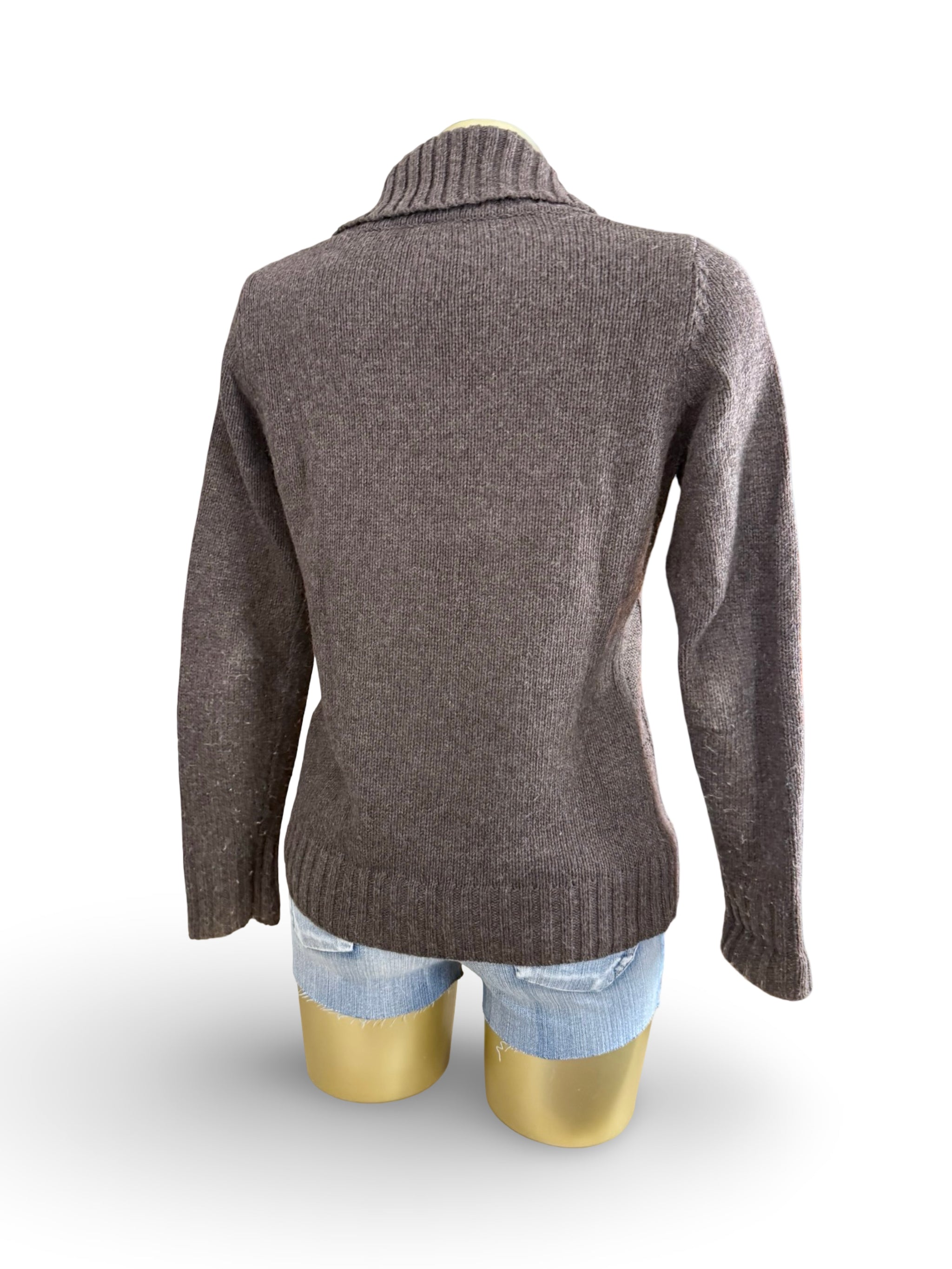 Brown polo neck wool jumper (S)