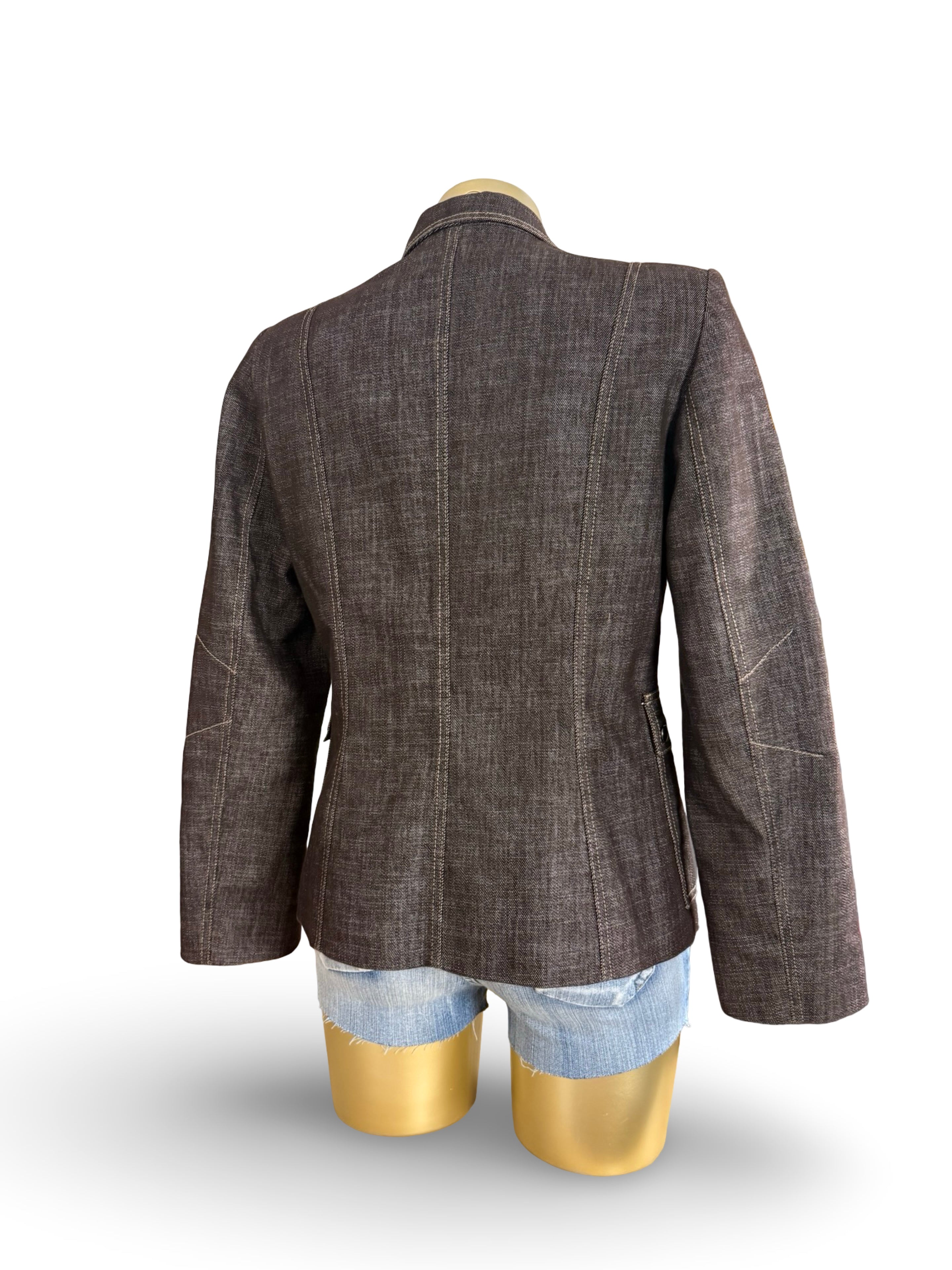 Brown denim office siren blazer jacket (L)
