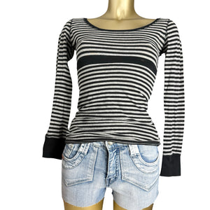 Cotton striped long sleeves top (S/M)