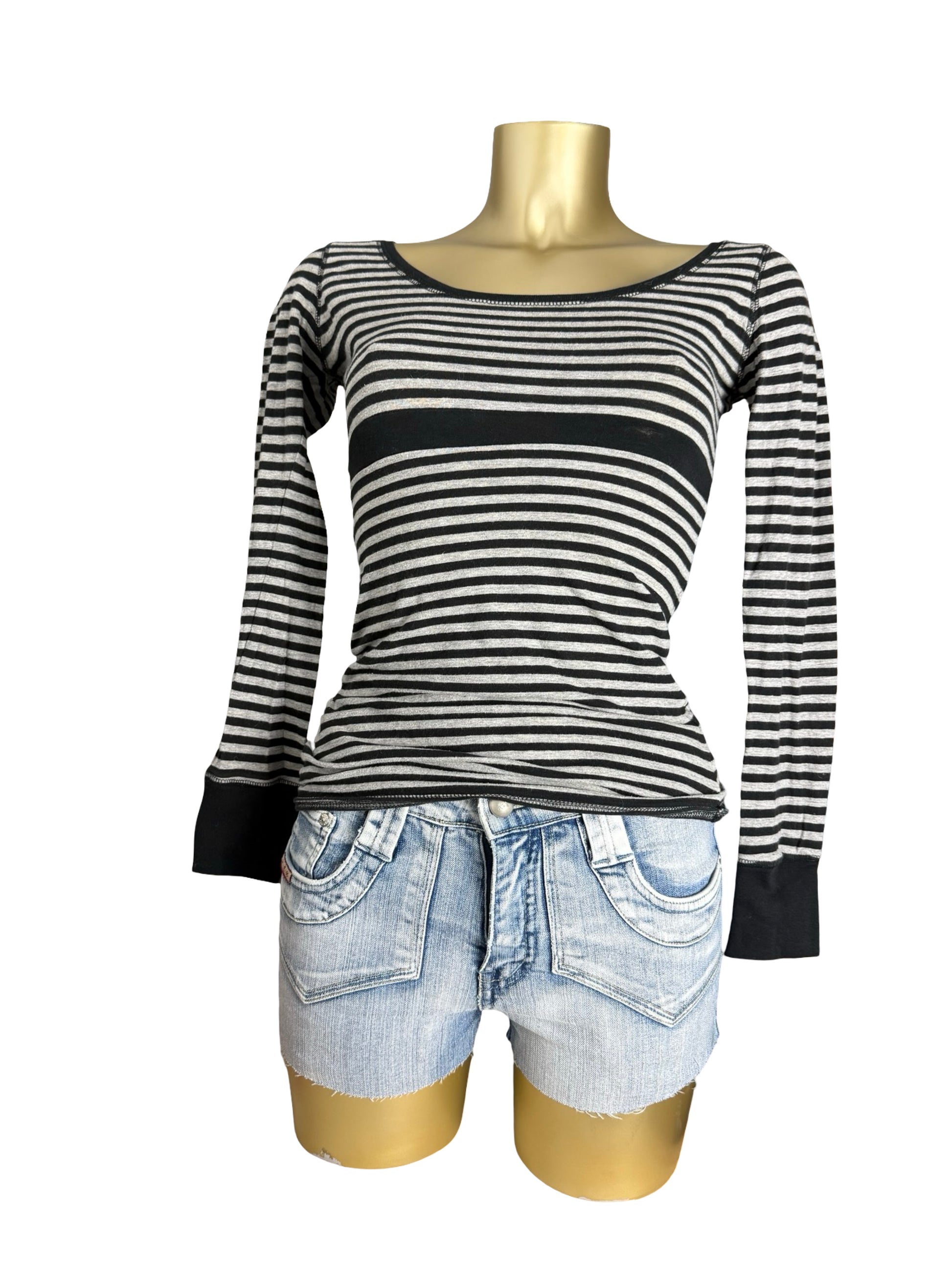 Cotton striped long sleeves top (S/M)