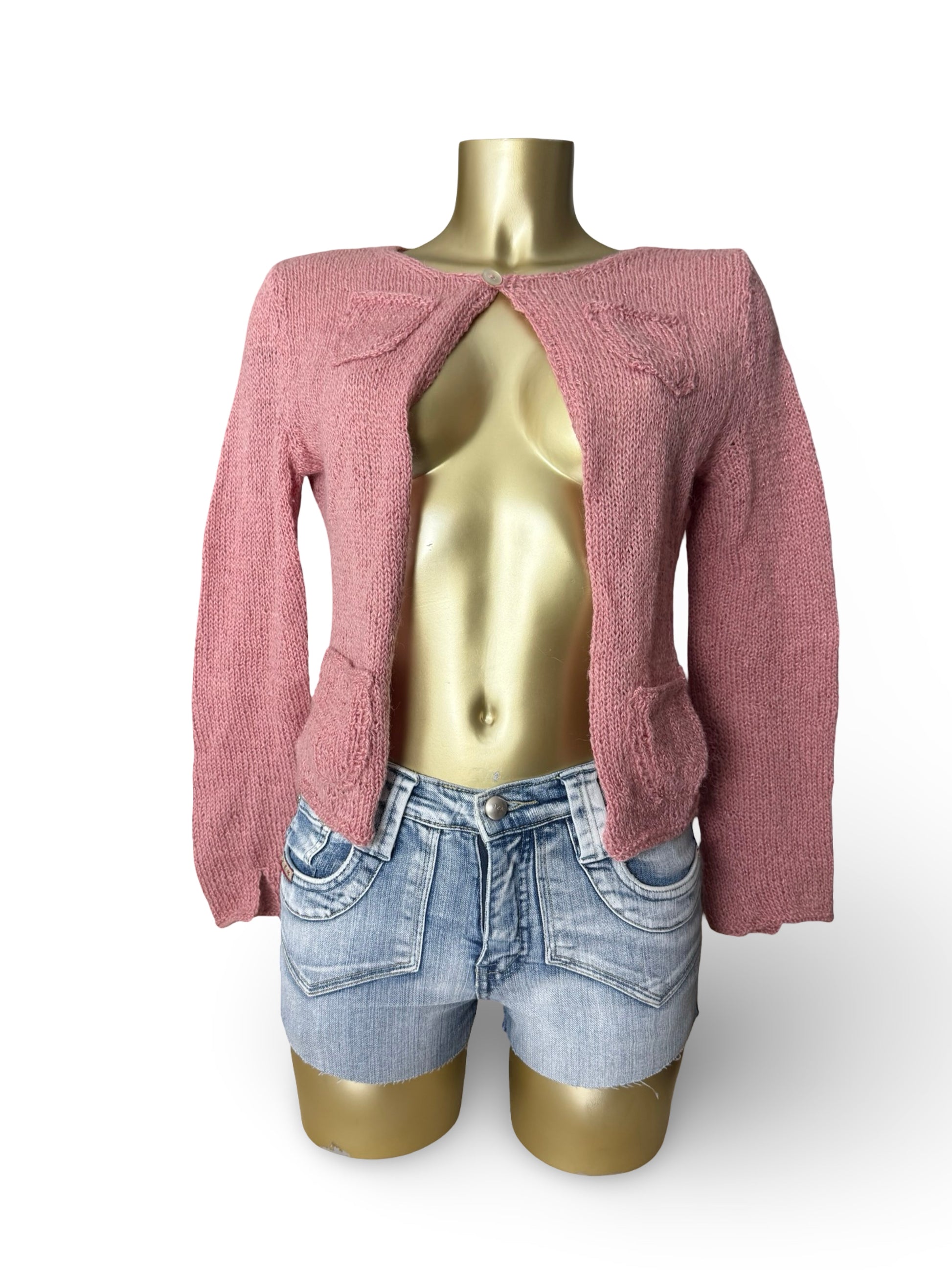 Pink knitted cardigan jumper (M/L)