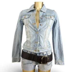 Blue denim tight fit jacket (S)